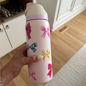 Owala Pink Water Bottle with Bow Design